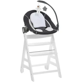 Hauck Hochstuhl , Grau, Weiß , Holz , Buche , 58x48x83 cm , Fußstütze verstellbar, Essbrett abnehmbar, höhenverstellbar, in Liegefläche verstellbar, Bezug abnehmbar, 5-Punkt-Gurt, Schrittgurt , Babymöbel & Kindermöbel, Babyzimmer, Hochstühle