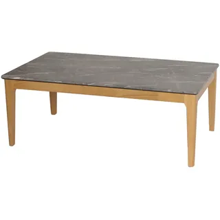 MCW Couchtisch MCW-M55, Beistelltisch Sofatisch, Massiv-Holz HDF Laminat Melamin 46x120x70cm, Marmor/Stein-Optik helle Beine