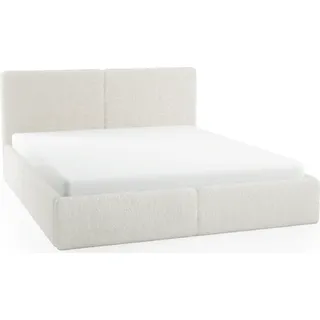 FEDVE Polsterbett Doppelbett Riberia Slim Bett mit Bettkasten 140x200 - Creme
