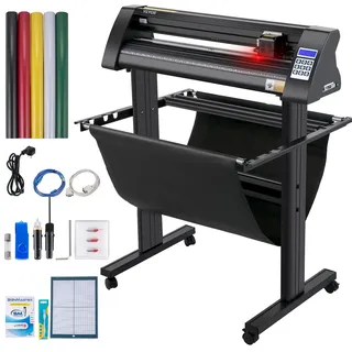 Vevor Vinyl Schneideplotter Max. Papiereinzug 720 mm, Folienplotter Schneidkraft 500 g, Plotterschneider mit optisches Auge, Signmaster-Software, Schrittmotor, Plotter Halbautomatisch mit Ständer