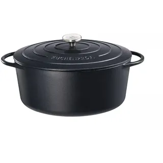 Küchenprofi Gusseisen Bräter mit Deckel, schwarz, 35 cm, Schmortopf, Auflaufform, Dutch Oven, Brotbacktopf, emailliert, für alle Herdarten und Induktion geeignet, zum Schmoren, Backen und Braten