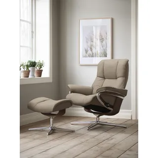 Stressless® Relaxsessel »Mayfair«, (Set, Relaxsessel mit Hocker), mit Hocker, mit Cross Base, Größe S, M & L, Holzakzent Braun beige