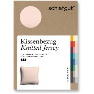 Schlafgut Kissenbezug »Knitted Jersey aus Bio-Baumwolle mit Elasthan, bügelfrei,«, (1 St.), besonders fein gestrickt, Kissenhülle mit farbigem Reißverschluss, rot