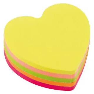 D.RECT - 110799 Haftnotizwürfel Super Sticky Notes | Notiz Klebezettel| Selbstklebende Haftnotizzettel in 70x70mm 400 Blatt Herz Neon