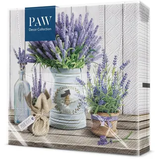 PAW - Servietten 3-lagig (33 x 33 cm) I 20 Stück I Perfekt für Geburtstage, Partys, Hochzeiten, Kommunion und Feiern I Papierservietten Bunt - Sommer, Lavendel, Blumenstrauß I Farbe: Lavender Bucket