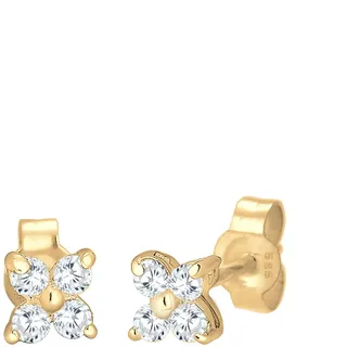 Elli PREMIUM Ohrringe Damen Ohrstecker Blume mit Zirkonia Steinen Funkelnd Filigran in 585 Gelbgold