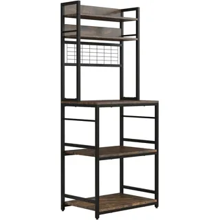 VCM Küchenregal 60 x 150 x 40 cm Schwarz/Eiche