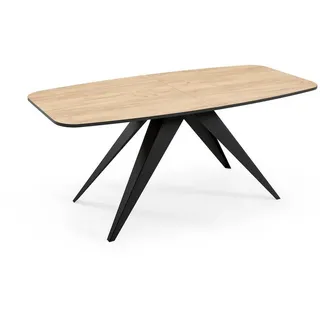 Feldmann-Wohnen Esstisch Ferro Gold Craft Eiche / Schwarz 160/200 / 80 / 76cm , Eiche Bianco , Metall , Rechteckig,Rechteckig , Stativgestell , 160x76x80 cm , Esszimmer, Esstische