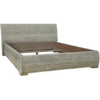 Rattanbett 200x200cm 'Tanaya' Massivholz, Rattan Mango