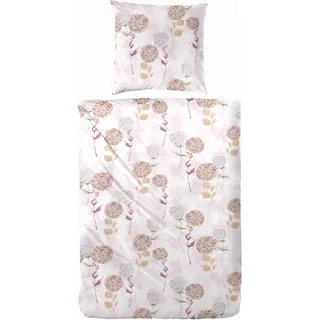 Primera Edelflanell-Bettwäsche Fallflower Rosa 155 x 220 cm + 80 x 80 cm
