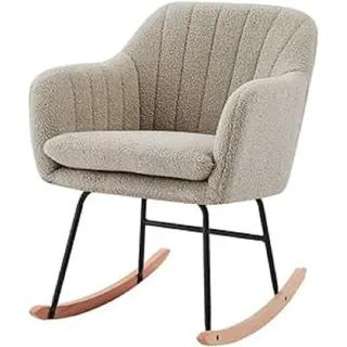 BAÏTA ELSA Rockingsessel mit Schaukelbeinen, Beige, 72 x 58,5 x 78 cm