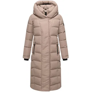 Navahoo Damen, Langer Wintermantel mit innenliegenden Rucksackträgern und Magnet-Knöpfen Engelsfeder XIV Taupe Grey Gr. L - L