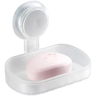 TAILI Seifenschale mit Ablauf für Badezimmer, MAX Halten 3 KG, Seifenschalen ohne Bohren, Seifenhalter Wandmontage, Seifenhalter mit Saugnapf für Dusche, Küche Schwammhalter, Plastik in Klar