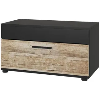 Vicco Wohnzimmerschrank Berno Schwarz/Sandeiche 70.8 x 38.9 cm mit Klapptür , Schwarz, Sonoma Eiche , Holzwerkstoff , Rechteckig , 70.8x38.9x35.3 cm , Kleinmöbel, Kommoden, Sideboards