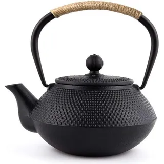 Webao Japanische Teekanne Gusseisen mit Edelstahl Teesieb 0,8L Schwarz