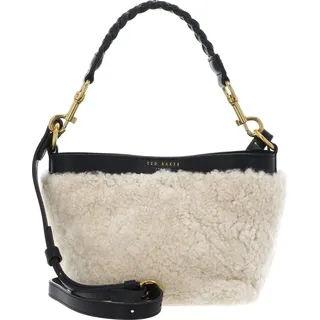 Ted Baker Leder Umhängetasche Schultertasche Sherbaa Shearling Leather Weave Handle Crossbody Black schwarz - Schwarz