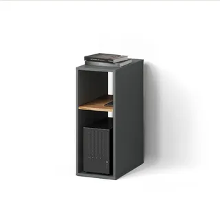 Livinity® Pc-Schrank Lorena Anthrazit/Goldkraft Eiche 28.5 x 72 cm mit 2 Fächern , Holzwerkstoff , Rechteckig , 28.5x72x50 cm , Büromöbel, Büroregale, Aktenregale
