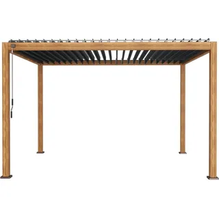 Leco Lamellenpergola Deluxe 3 m x 4 m Holzoptik