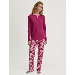 CALIDA Sweet Dreams Pyjama, lang Damen, aus 100% Baumwolle, Hose mit stoffbezogenem Gummibund