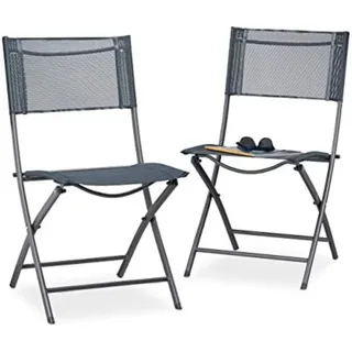 Relaxdays Klappstuhl Balkon 55 x 48 x 87 cm grau 2 St.