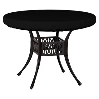 Runde Abdeckungen für Gartentische, 104 x 10 cm, wasserdicht, strapazierfähiges Oxford-Gewebe, UV-beständig, für Gartenmöbel auf der Terrasse, Schwarz