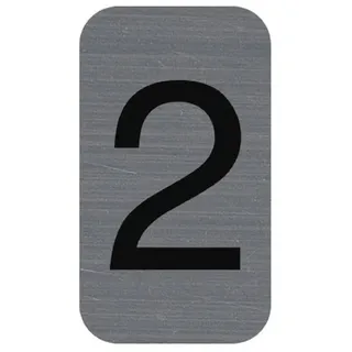 Exacompta - Art.-Nr. 67182E - 1 Selbstklebende Platte CHIFFRE 2 - Wandschild bedruckt - auf allen Untergründen - Aluminium Optik gebürstet - Maße: 2,5 x 4,4 cm
