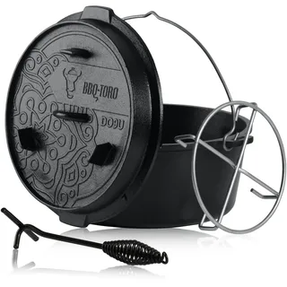 BBQ-Toro Ultimate Dutch Oven mit PRO3+ Beschichtung |9,0 Liter (DO9U), Topf ohne Füße | bereits eingebrannt - preseasoned mit PRO3+ Verfahren | Gusseisen Kochtopf | Bräter mit Deckelheber