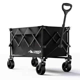 Zusammenklappbarer Transportwagen mit Rädern, 140 Liter Fassungsvermögen und 130 kg Tragkraft für Outdoor-Sport, Einkaufen, Camping und Gartenarbeit.