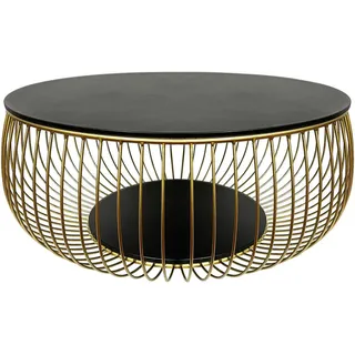 Novel Couchtisch , Schwarz, Goldfarben , Metall, Glas , rund , rund , 86x35x86 cm , Wohnzimmer, Wohnzimmertische, Couchtische, Couchtische rund