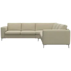 FLEXLUX Ecksofa »Fiore«, breite Armlehnen, Kaltschaum, Füße Alu, beige