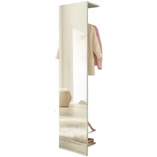 Furn.Design Garderobe weiß 50 x 200 cm, Kompaktgarderobe mit Spiegel und Kleiderstange , Weiß , Kunststoff , Nachbildung , Uni , 50x200x30 cm , Garderobe, Garderoben-Sets & Garderoben-Serien, Garderoben-Sets