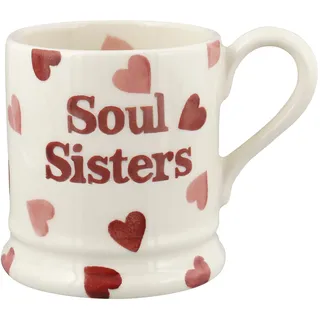 Emma Bridgewater große Tasse 1/2 Pint, Keramik Kaffeetasse groß - Steingut Tasse, Cappuccino, Latte, Kaffee, Teetasse - Schöne Tassen, Geburtstagsgeschenk - Kaffeebecher Rosa Herzen Soul Sisters