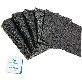 My Plast I 90 x 90 x 10 mm - 50 Stück I Terrassen-Pads – wasserbeständige Gummimatten für Terrassen-Holz, belastbare Bautenschutzmatte...