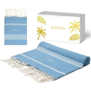 SOLTAKO Premium Bali Strandtuch XXL 300x200 cm Stranddecke Sauna | 100% Baumwolle in XXL, sandfrei und schnelltrocknend - Stranddecke für die ganze Familie, auch als Saunatuch nutzbar
