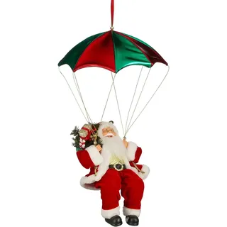 Mica Decorations Dekofigur Weihnachtsmann mit Fallschirm 35 x 35 x 60 cm Rot