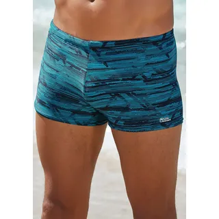 Boxer-Badehose BRUNO BANANI, Herren, Gr. 8 (58/60), N-Gr, bunt (türkis, marine), Polyamid, bedruckt, Badehosen Boxer-Badehose, mit trendigem Alloverprint, Topseller