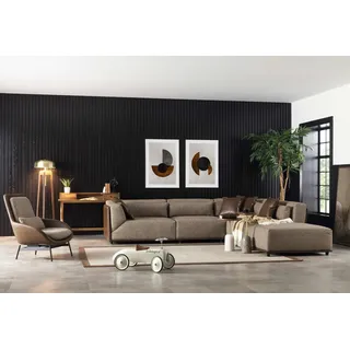 Ecksofa Eckgarnitur Hotel Qualität Möbel Einrichtung Sessel Wohnlandschaft - Braun