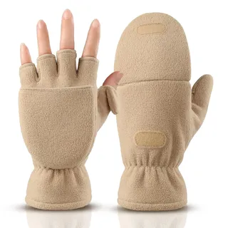 OZERO Damen Winterhandschuhe,Fingerlose Thermo Fahrradhandschuhe Reithandschuhe Motorradhandschuhe Herren Handschuhe (Aprikose, M)