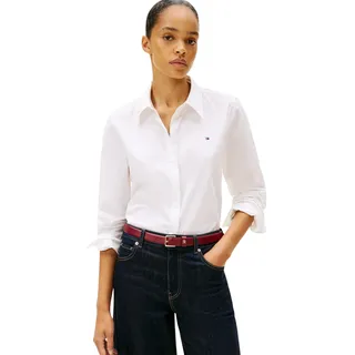 Tommy Hilfiger Damen Hemd Poplin Regular Fit, Weiß (Th Optic White), 40