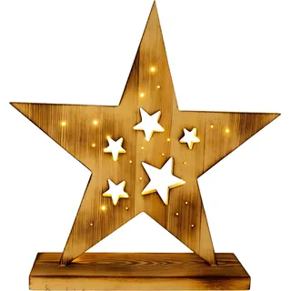 Weihnachtsstern Beleuchtet Holz Stern LED Weihnachtsbeleuchtung Außen 5270327 - Naturbelassen