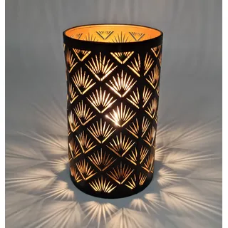 3.07 Metall Tischlampe mit 3D Effekt - Indoor / Batterie - ca. 20x12 cm - Schwarz, Kupfer