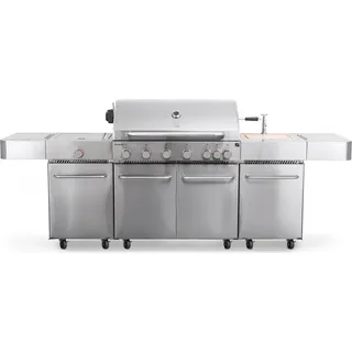 G21 Nevada BBQ Kitchen Premium Line Gasgrill, 8 Brenner + Druckminderventil - Grau