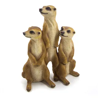 Bambelaa! 3er Set Erdmännchen Familie Figur Garten Deko Gartenfigur Groß Für Außen Zum Stellen (ca.15,5 x 7,5 x 20,5 cm)