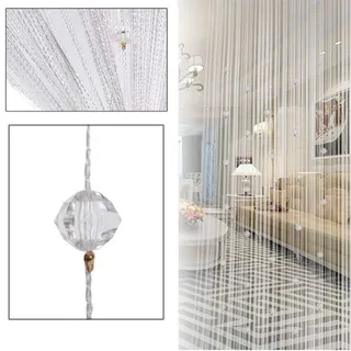GeKLok Perlenvorhänge, Kristallperlen-Fransenvorhang, Faden-Quaste, Paneel-Trennwand für Zuhause, Wohnzimmer, Schlafzimmer, Dekoration, 1 x 2 m, Weiß