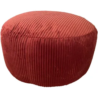 Relaxdays Pouf, Cord, HxD: 35 x 50 cm, Polystyrol-Füllung, rundes Bodensitzkissen, Wohnzimmer, Hocker, Sitzpouf, rost