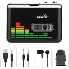 BlumWay USB Kassette zu MP3 Konverter, tragbarer Kassettenspieler Digital Kassettenkonverter Audio Musik Player Kassettekonverter mit Kopfhörern und Tragetasche (PC000249)