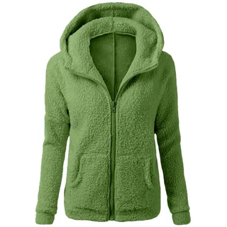 Fleecejacke Damen Teddyjacke Frauen Winterjacke Flauschige Jacke Flausch Flauschjacke Teddy Mit Kapuze Plüschmantel