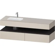 Duravit Qatego Einbauwaschtisch mit Konsolenwaschtischunterbau, 1600x550x600mm, Nische Graphit Supermatt, Becken links, QA4795080, Farbe: Taupe Matt/mit Nischenbeleuchtung