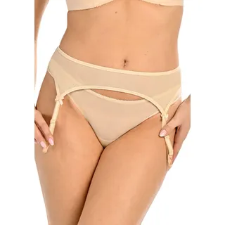 Teyli Strumpfhalter Damen - Strumpfgürtel für Damen aus Mesh - Strapsgürtel im Klassischen Schnitt - Sehen toll aus mit Garter Belt Stockings - Garter Suspender Belt (Beige, XS)
