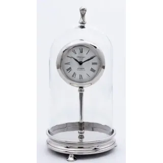 Casa Padrino Luxus Tischuhr Silber H. 46 cm - Dekorative Messing Uhr